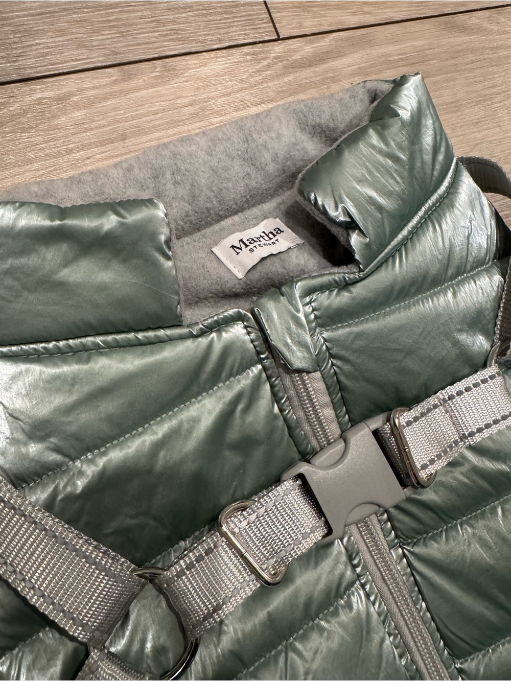 Martha Stewart Metallic Green Puffer Dog Vest - Picture 3 of 4